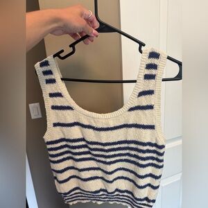 Blue and White Striped Knot Tank